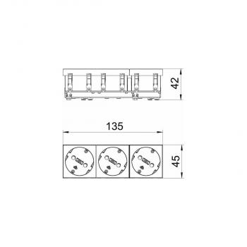 OBO Bettermann STD-D3S ROR3 Steckdose 33°, 3-fach, Schutzkontakt (6120125)