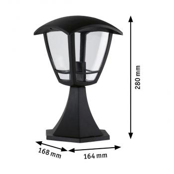 Paulmann Pollerleuchte Classic Curved IP44 280mm max. 12W 230V Klar/Schwarz E27, Kunststoff, schwarz (94393)
