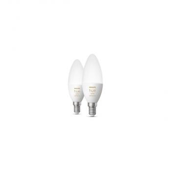 Philips Hue White Ambiance E14 Lampe, Doppelpack, Kerze, 5,2W, 470lm, 4000K (929002294404)