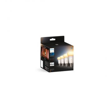 Philips Hue White Ambiance LED Lampe, Viererpack, 9W, E27, A60, 806lm, 4000K (929002489804)