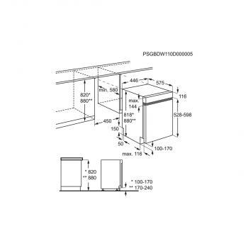 AEG FEE73407ZM Teilintegrierter Geschirrspüler, 45 cm breit, 9 Maßgedecke, AutoOff, AirDry, QuickLift, edelstahl