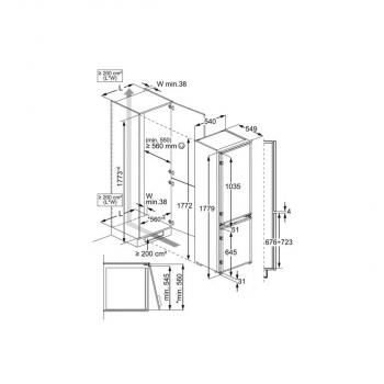 AEG NSC5S181ES Einbau Kühl-Gefrierkombination, Nischenhöhe 178 cm, 54,6 cm breit, 271 L, LowFrost, Schlepptürtechnik, Cold Sense, LED Beleuchtung