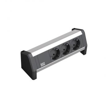 ARDEBO.de Bachmann DESK 1 Steckdosenleiste, 3xSchutzkontaktsteckdosen, silber/weiß (902.0048)