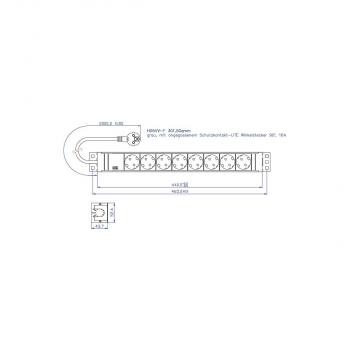 Bachmann 19 Zoll Steckdosenleiste, 8xSchuko, 1HE PVC, 2m, grau (333.601)