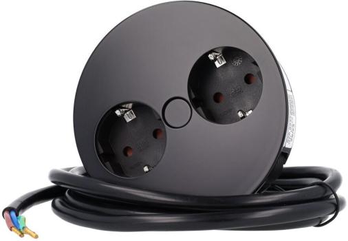 Bachmann TWIST, 2xSteckdose, 2m, schwarz seidenmatt (931.150)