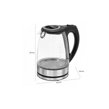 Clatronic WKS 3744 G Wasserkocher, 2200W, 1,7L, Wasserstandsanzeige, Trockengeh-/Überhitzungsschutz, Edelstahl und Glas (263935)