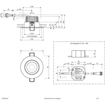 EVN LED Deckeneinbauleuchte - rund - schwenkbar - weiß IP65 - 220-240V - 8,4W - 3000K - 1010lm - inkl. Netzgerät (PC650N90102)