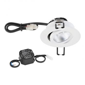 ARDEBO.de EVN PC20-Serie LED Deckeneinbau, rund, schwenkbar, IP20, 220-240V, 6W, 3000K, 620lm, inkl. Netzgerät, weiß STL (PC20N60102)