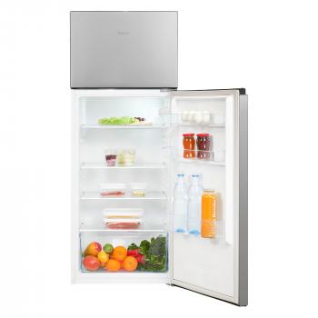 Exquisit KGC270-45-010E Stand Kühl-Gefrierkombination, 55 cm breit, 206 L, LED Beleuchtung, silber