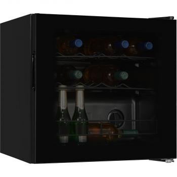 Exquisit WS1-12-GTE-030G Stand Weinkühlschrank, 48 cm breit, 14 Standardweinflaschen, Türanschlag wechselbar, Temperatureinstellung, schwarz