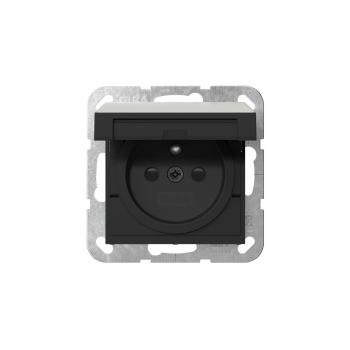 ARDEBO.de Gira 4488600 Steckdose mit Erdungsstift, 16A 250V~, Klappdeckel und Shutter, System 55, Edelstahl