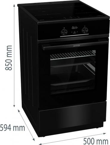 Gorenje GEIT5C60BPG Stand Elektroherd mit Induktionskochfeld, 50 cm breit, 70 L, Pizza-Funktion, FrozenBake, AirFry, Kindersicherung, TouchControl, schwarz
