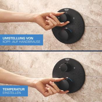 GROHE Precision Thermostat Duschsystem, Unterputz, Quickfix, mit Vitalio Start 250, mattschwarz (348832430)