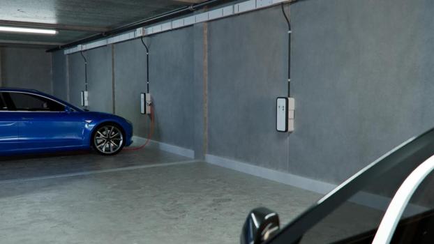 Hager XEV1R22T2ER witty share Ladestation, Wallbox, 22kW, OCPP für Lastmanagement, RFID, Ladesteckdose Typ 2, MID Eichrecht, weiß