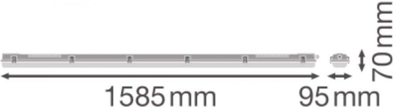 LEDVANCE DAMP PROOF HOUSING GEN 3 1500 P 2XLAMP I, Feuchtraumleuchte, T8-LED-Lampen, IP65, G13, 220-240V, grau (4099854118210)