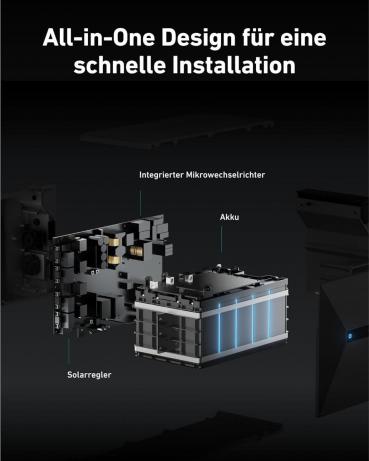 Anker Solix Solarbank 2 E1600 Pro Batteriespeicher inkl. integriertem Mikrowechselrichter, 1600 Wh, 4 MPPT, 2400W (A17C13Z1)