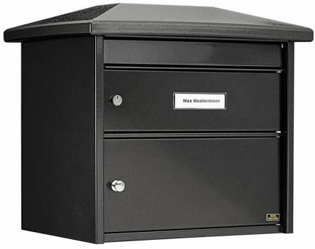 ARDEBO.de Burg Wächter Europa 732 W Großraum-Außenbriefkasten, Komfort-Tiefe, Querformat, Stahl, grau (19850)