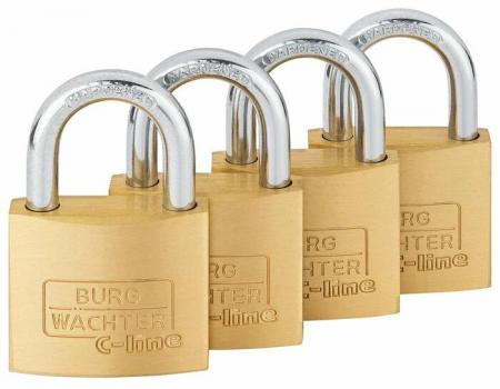 ARDEBO.de Burg Wächter Quadro 222 40 SB Vorhangschloss-Set, Messing (29951)