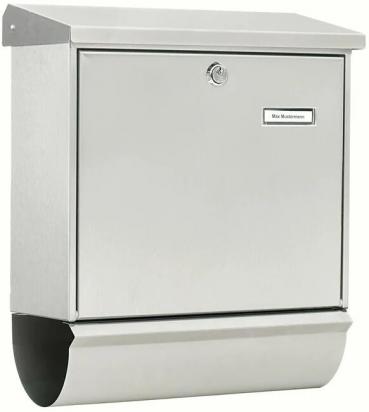 ARDEBO.de Burg Wächter Comfort-Set 39130 Ni Edelstahl-Briefkastenset, Öffnungsstopp, mit Zeitungsfach, Querformat (32680)