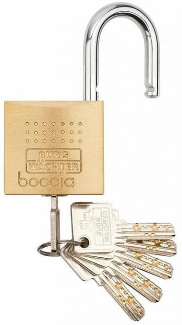 ARDEBO.de Burg Wächter 450 50 6 SB Boccia Zylinder-Vorhängeschloss, mit Wendeschlüssel-System, rostfrei, Messingkörper (33721)