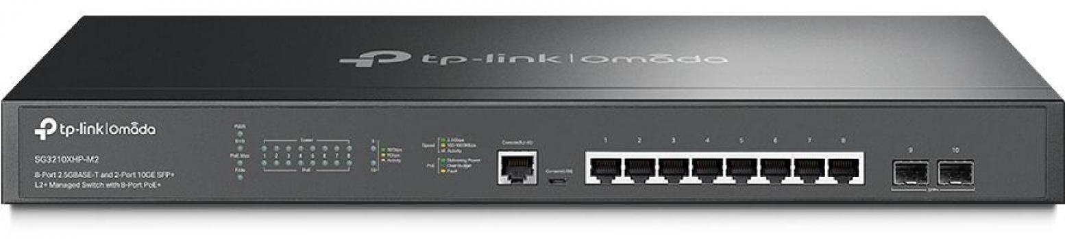 ARDEBO.de TP-Link Omada 8-Port 2.5GBASE-T and 2-Port 10GE SFP+ L2+ Managed Switch with 8-Port PoE+ (SG3210XHP-M2)