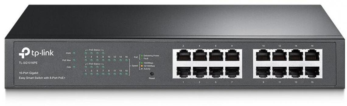 ARDEBO.de TP-Link 16-Port-Gigabit-Easy-Smart-PoE-Switch mit 8 PoE+-Ports (TL-SG1016PE)