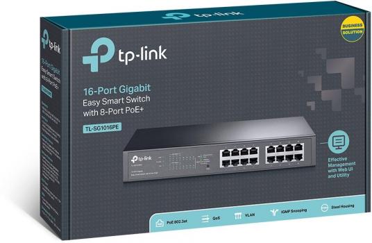 TP-Link 16-Port-Gigabit-Easy-Smart-PoE-Switch mit 8 PoE+-Ports (TL-SG1016PE)