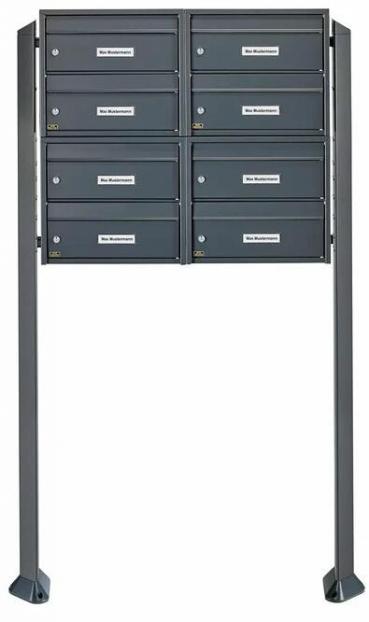 ARDEBO.de Burg Wächter 82124 ANT Dual-Front, 8 in 4x Briefkasten-Anlage, zum Einbetonieren, Stahl, anthrazit (82124)
