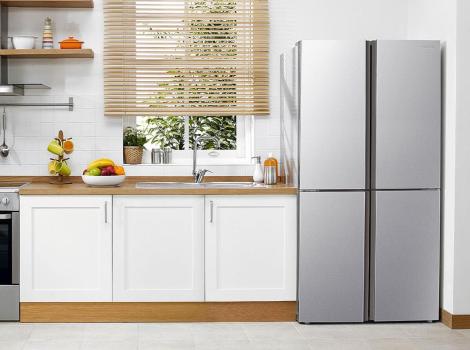 Hisense RQ515N4AC2 Multi Door Side-by-Side Kühl-/Gefrierkombination, 79,4 cm breit, 427 L, NoFrost, Multi Airflow-System, LED-Innenbeleuchtung, Edelstahl-Look