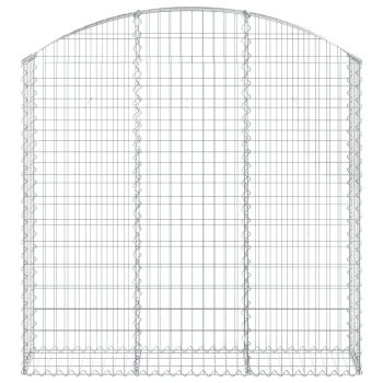 Gabione mit Hochbogen 150x30x140/160 cm Verzinktes Eisen