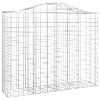 Gabionen mit Hochbogen 13Stk. 200x50x160/180cm Verzinktes Eisen