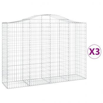 Gabionen mit Hochbogen 3 Stk. 200x50x140/160cm Verzinktes Eisen