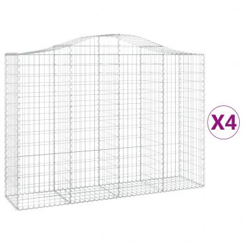 Gabionen mit Hochbogen 4 Stk. 200x50x140/160cm Verzinktes Eisen