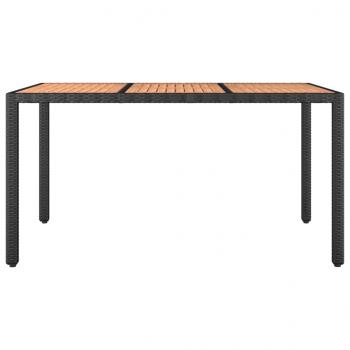 Gartentisch mit Holzplatte Schwarz Poly Rattan & Akazienholz