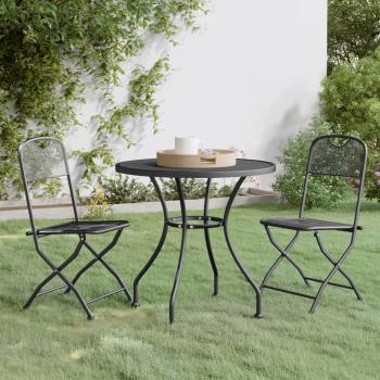 ARDEBO.de - 3-tlg. Garten-Essgruppe Streckmetall Anthrazit
