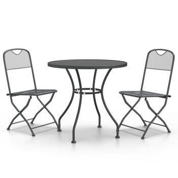 3-tlg. Garten-Essgruppe Streckmetall Anthrazit