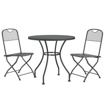 3-tlg. Garten-Essgruppe Streckmetall Anthrazit