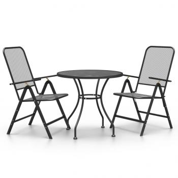 3-tlg. Garten-Essgruppe Streckmetall Anthrazit