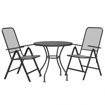 3-tlg. Garten-Essgruppe Streckmetall Anthrazit