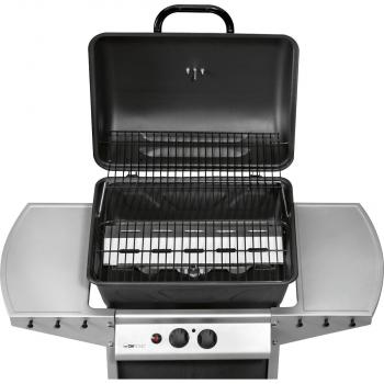 Clatronic GG 3590 Gasgrill, 50mbar, 2 Heizzonen, Stahlgehäuse, Räder, schwarz-silber (263692)