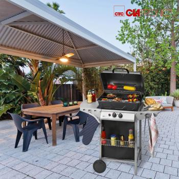 Clatronic GG 3590 Gasgrill, 50mbar, 2 Heizzonen, Stahlgehäuse, Räder, schwarz-silber (263692)