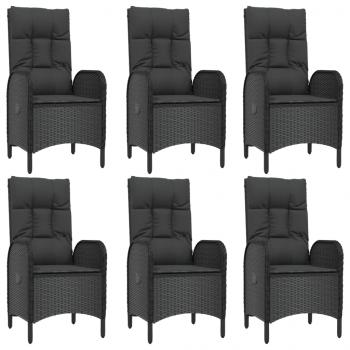 9-tlg. Garten-Essgruppe mit Kissen Schwarz Poly Rattan