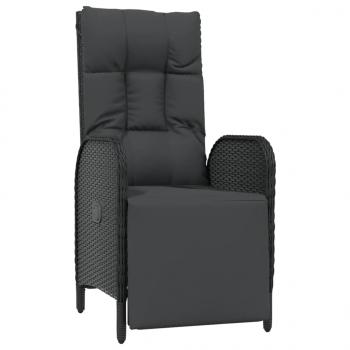 9-tlg. Garten-Essgruppe mit Kissen Schwarz Poly Rattan
