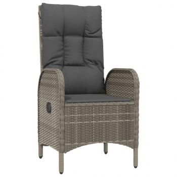 5-tlg. Garten-Essgruppe mit Kissen Schwarz und Grau Poly Rattan