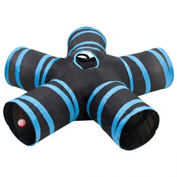 ARDEBO.de - Katzentunnel 5-Wege Schwarz und Blau 25 cm Polyester