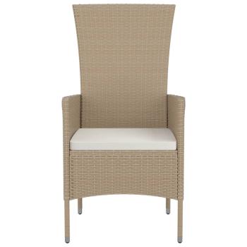 Gartenstühle mit Kissen 2 Stk. Poly Rattan Beige