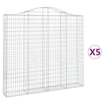 Gabionen mit Hochbogen 5 Stk. 200x30x180/200cm Verzinktes Eisen
