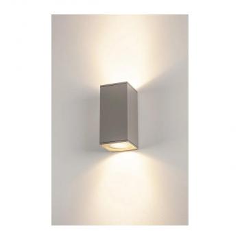 SLV BIG THEO, Outdoor Wandleuchte, QPAR111, IP44, eckig, up/down, max. 150W, silbergrau (229574)