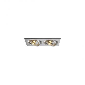 ARDEBO.de SLV NEW TRIA Einbauleuchte, zweiflammig, QPAR111, rechteckig, aluminium gebürstet, max. 150W, inkl. Clipfedern (111382)