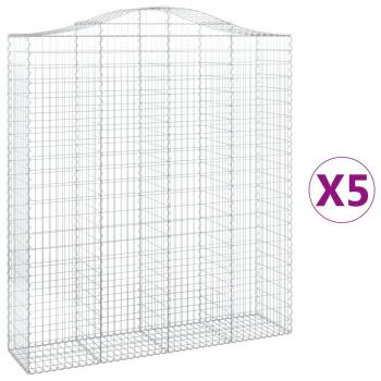 Gabionen mit Hochbogen 5 Stk. 200x50x220/240cm Verzinktes Eisen